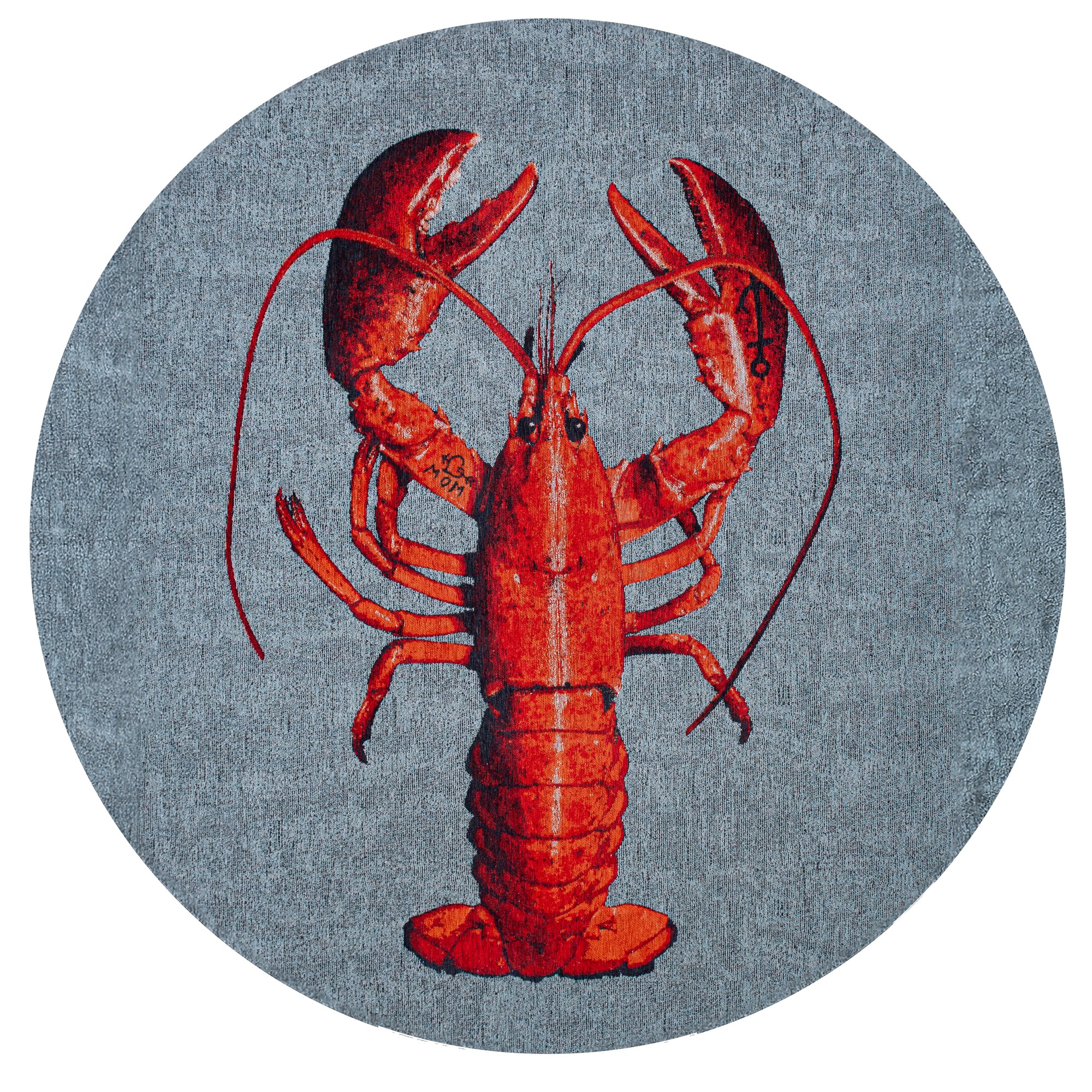 Louis De Poortere Designer Lobster Circle Rugs In 9389 Steam Red